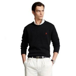 Ralph Lauren Mens 100% Linen Little Pony Crew Neck Sweater Medium Black SP EXC